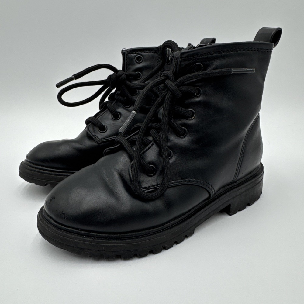Wonder Nation Toddler Girls Black Lace-Up Lug Sole Combat Boots Shoes Size 10
